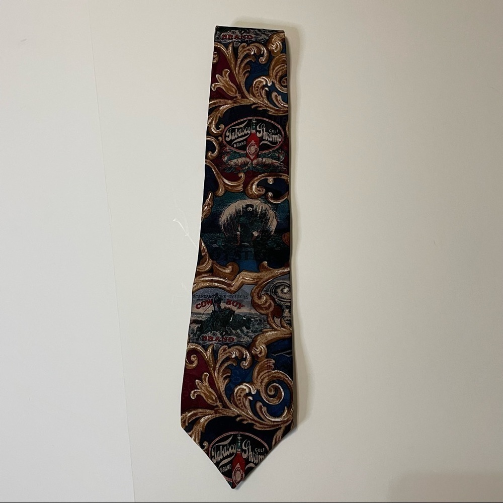 Tabasco Seafood Festival Novelty Silk Tie Oyster Gulf Coast Theme